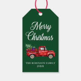 God jul Red Lastbil Träd presenterar Ljus Grönt Presentetikett