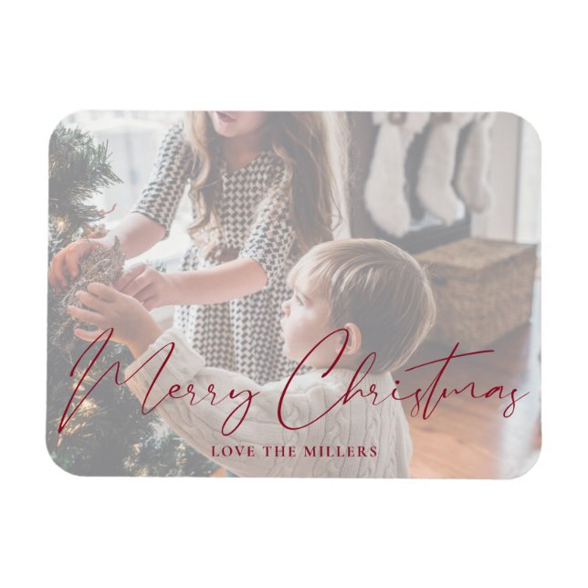 God jul Red Minimalist Photo Magnet (Horisontell)