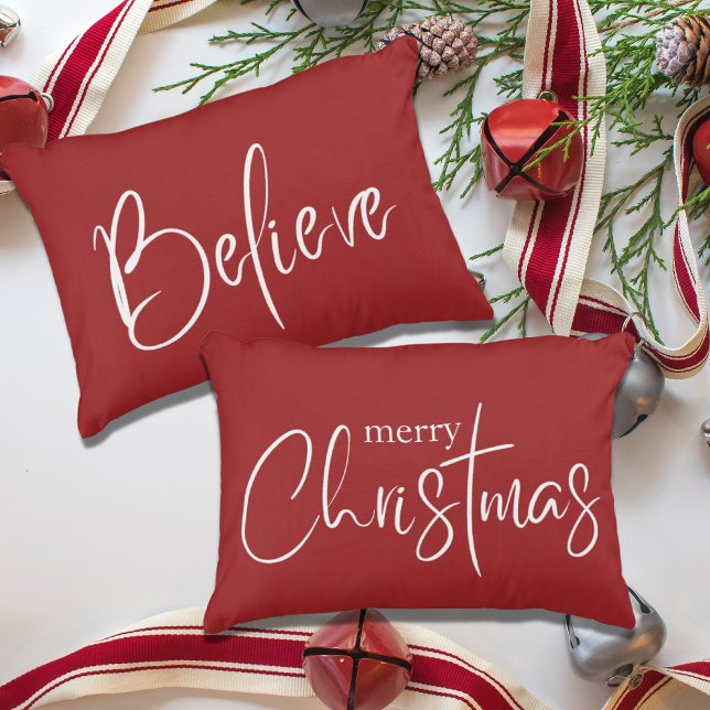 God jul Red Modern Helgdag Prydnadskudde (Skapare uppladdad)