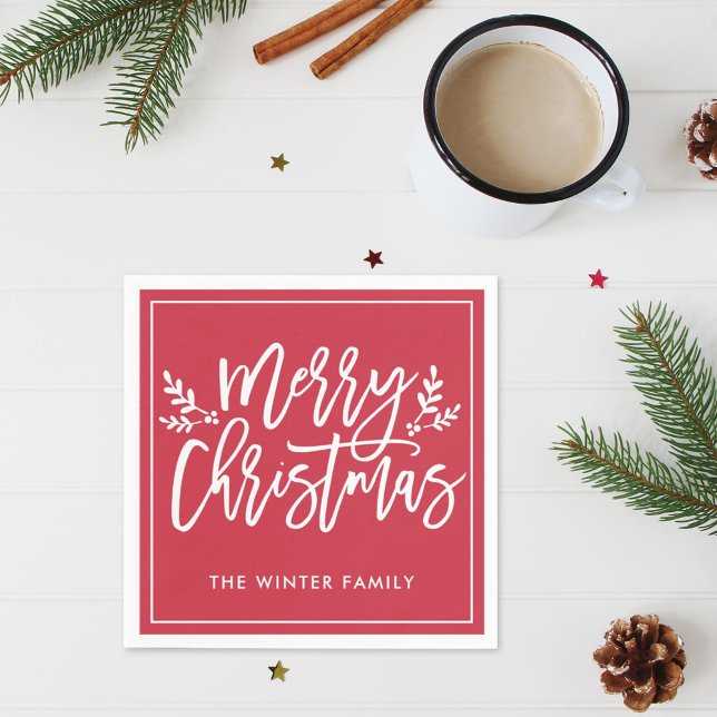 God jul Red Modern Script Helgdag Pappersservett (Skapare uppladdad)