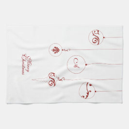 God jul Red Monogram Bauble Ornaments Kökshandduk