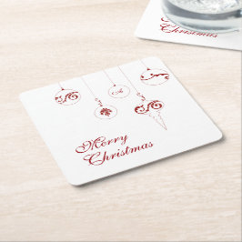 God jul Red Monogram Bauble Ornaments Underlägg Papper Kvadrat