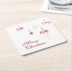 God jul Red Monogram Bauble Ornaments Underlägg Papper Kvadrat