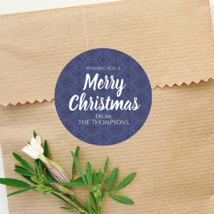 God jul Red Navy Blue Simple Snowflake Runt Klistermärke