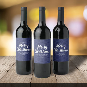 God jul Red Navy Blue Simple Snowflake Vinflaska Etikett