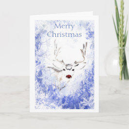 God jul Red-Nged Reindeer Frosty Window Helgkort