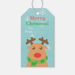 God jul Red Nposed Reindeer Gift Märkres Presentetikett