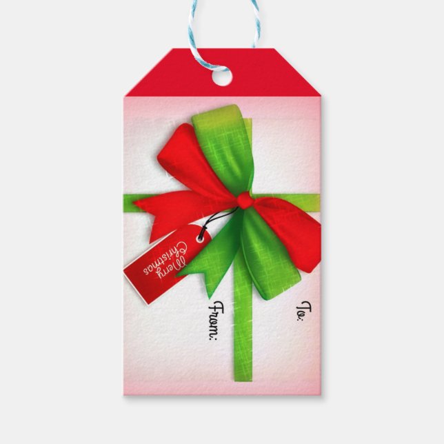 God jul Red och Grönt Gift med ben Presentetikett (Framsidan)