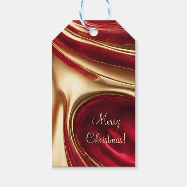 God jul-Red och Guld Abstract Design- Presentetikett (Framsidan)