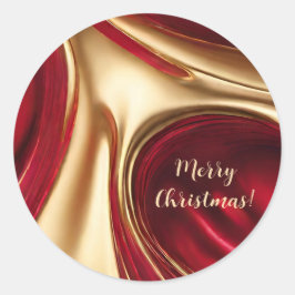 God jul-Red och Guld- Runt Klistermärke