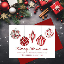 God jul Red Ornament Julkort