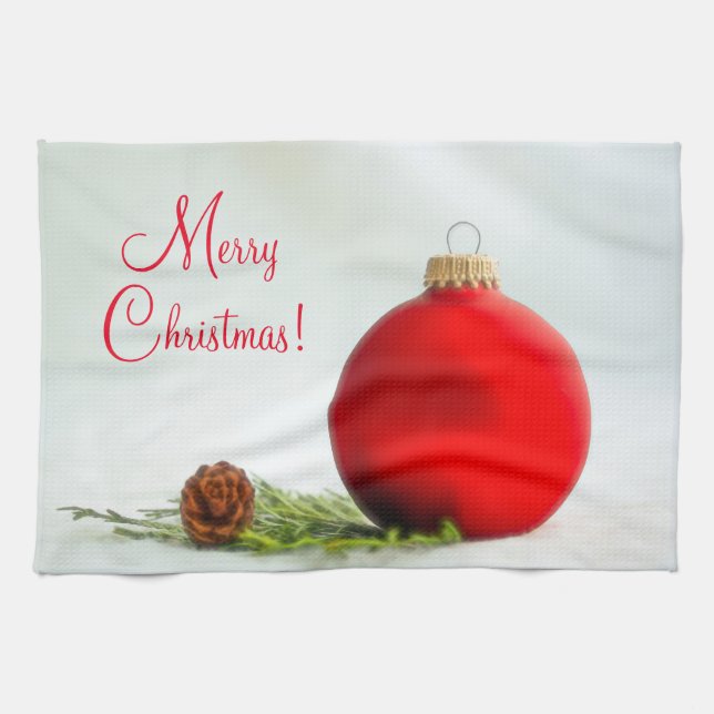 God jul Red Ornament Kitchen Towel Kökshandduk (Horisontell)