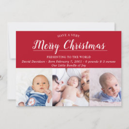 God jul Red Photo Birth Notice Julkort