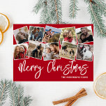 God jul Red Photo Collage Julkort<br><div class="desc">Upptäck våra helgdagskort i eleganten, en hjärtslitande blandning av tradition och innovation. I en bakgrund med klassiskt rött har de ett mångfasetterat kollage med 10 foton, perfekt inkapslade ett års omhuldade stunder. Dessa kort, personlig med de varmaste julhälsningarna, er familj namn och själva året, lovar att lägga till en extra...</div>