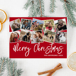 God jul Red Photo Collage Julkort