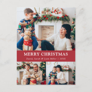 God jul Red Photo Collage Postcard Helg Vykort
