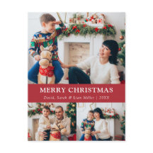 God jul Red Photo Collage Postcard