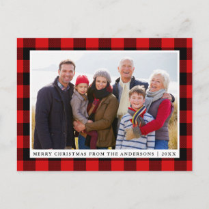 God jul Red Play Family Photo Vykort