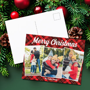 God jul Red Play Tartan 3 Photo Helg Vykort