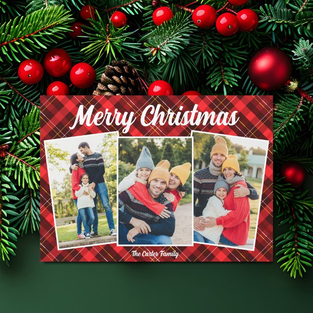 God jul Red Play Tartan 3 Photo Magnet (Skapare uppladdad)