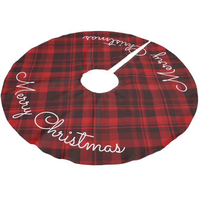 God jul Red Play Tartan Julgransmatta Borstad Polyester (Vinklad)