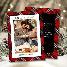 God jul Red Play Tartan Photo Julkort