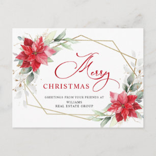 God jul Red Poinsettia Corporate Hälsning Vykort