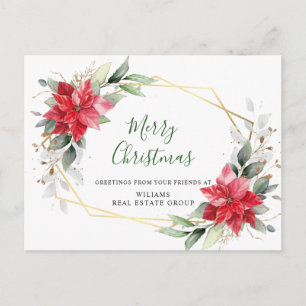 God jul Red Poinsettia Corporate Hälsning Vykort