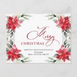 God jul Red Poinsettia Corporate Hälsning Vykort