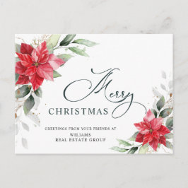 God jul Red Poinsettia Corporate Hälsning Vykort