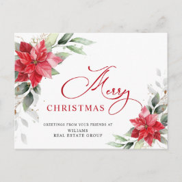 God jul Red Poinsettia Corporate Hälsning Vykort