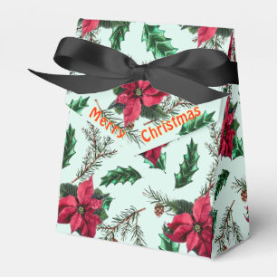 God jul Red Poinsettia Greenery Gift Box Presentaskar