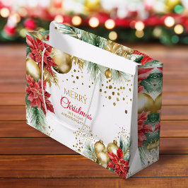 God jul red poinsettia guld baubles