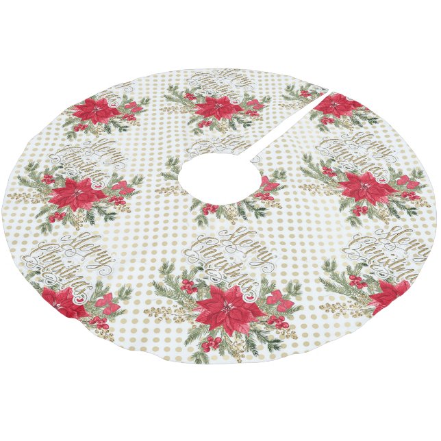 God jul Red Poinsettia Julgransmatta Borstad Polyester (Vinklad)