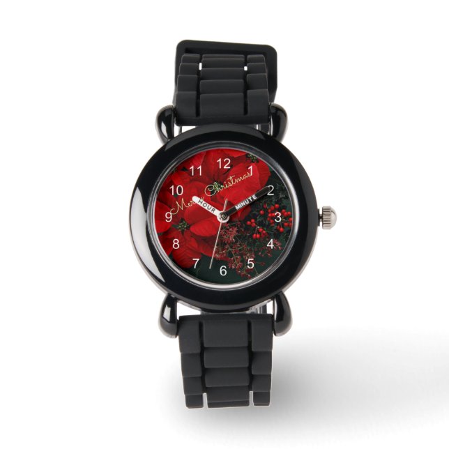 God jul Red Poinsettias Armbandsur (Framsida)