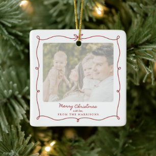 God jul Red Ram Family Photo Ornament