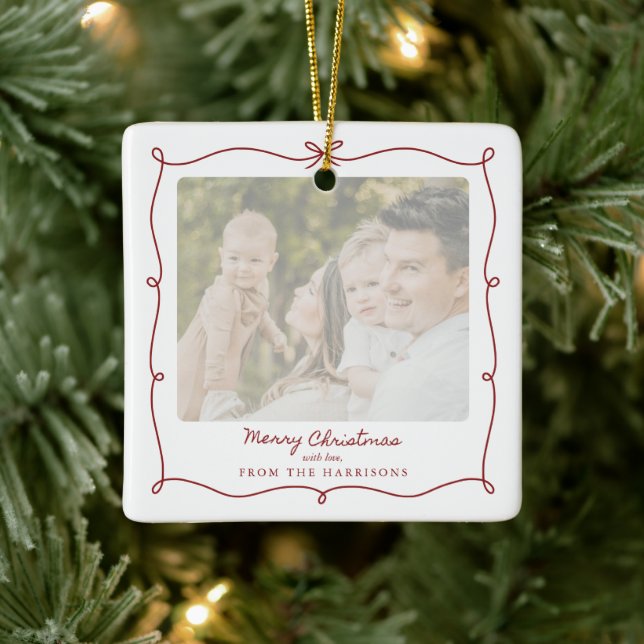God jul Red Ram Family Photo Ornament (Träd)