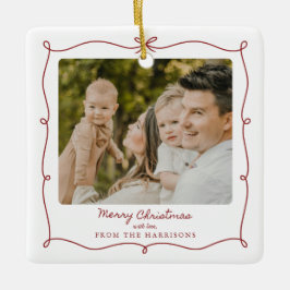 God jul Red Ram Family Photo Ornament