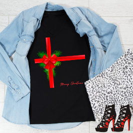 God jul Red Ribbon och Bow T Shirt