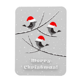 God jul Red Santa Hat Birds Magnet