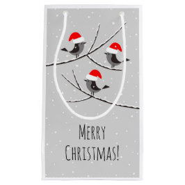 God jul Red Santa Hat Birds Snö Small Gif