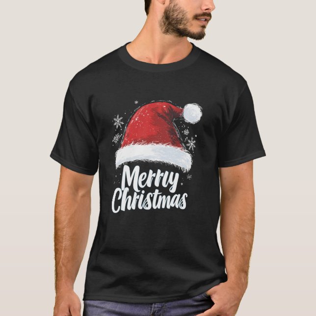 God jul Red Santa Hat Julafton Family Manar Wome T Shirt (Framsida)