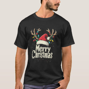 God jul Red Santa Hat Reindeer Family Manar T Shirt