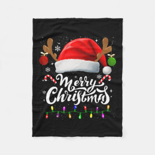 God jul Red Santa Hat Reindeer Julafton Family Fleecefilt