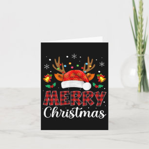 God jul Red Santa Hat Reindeer Julafton Family Kort