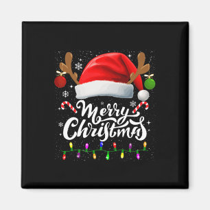 God jul Red Santa Hat Reindeer Julafton Family Magnet