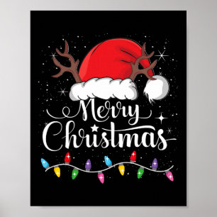 God jul Red Santa Hat Reindeer Julafton Family Poster
