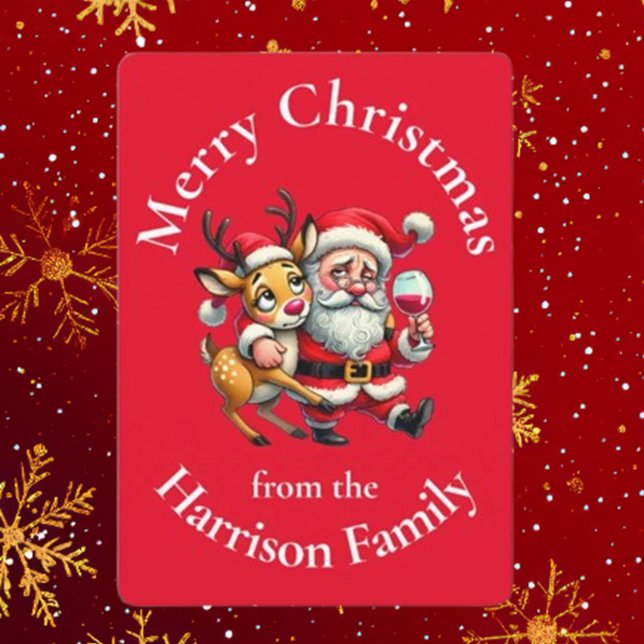 God jul Red Santa Julkort (Spread joy this season with Brett Designs' Merry Christmas Red Santa Holiday Card.)