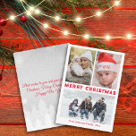 god jul red script 3-fotokollage anteckningskort<br><div class="desc">Bakgrundsdekoder från freepik.com elegant god jul gör om handskrift av tre helgdag för fotokollage-familj Anteckning Kort två sidor på baksidan av helgdag, anpassningsbar.</div>