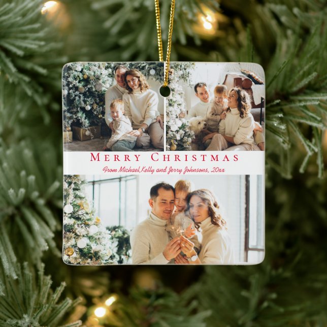 god jul Red script 3-fotosamlingsfamilj Julgransprydnad Keramik (Träd)